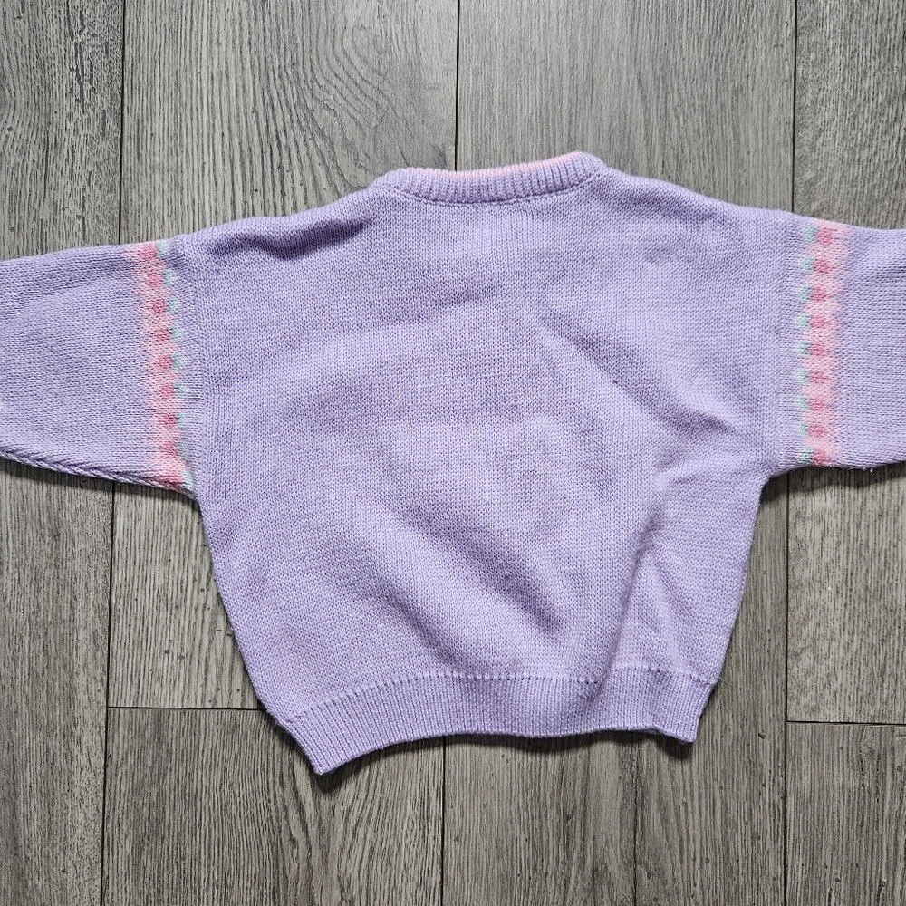 🔴 3/$8 Vintage Knit teddy Bear Embroidered Sweater- 18 months - Purple - Picture 8 of 8
